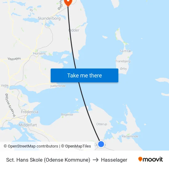 Sct. Hans Skole (Odense Kommune) to Hasselager map