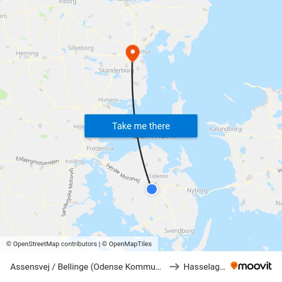 Assensvej / Bellinge (Odense Kommune) to Hasselager map
