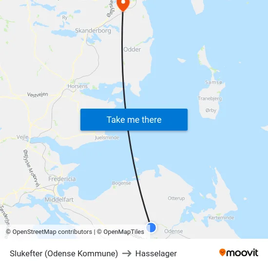 Slukefter (Odense Kommune) to Hasselager map