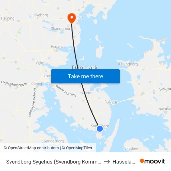 Svendborg Sygehus (Svendborg Kommune) to Hasselager map