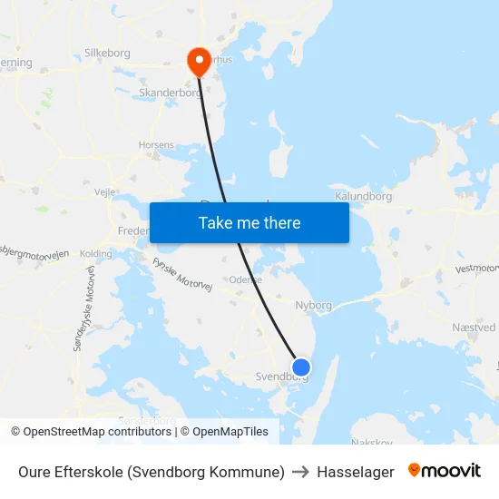 Oure Efterskole (Svendborg Kommune) to Hasselager map