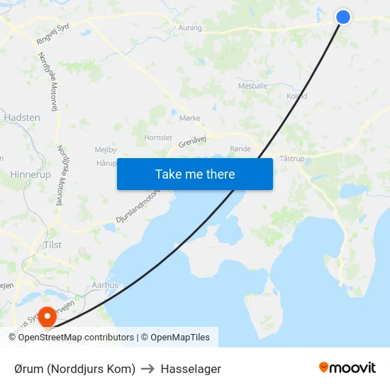 Ørum (Norddjurs Kom) to Hasselager map