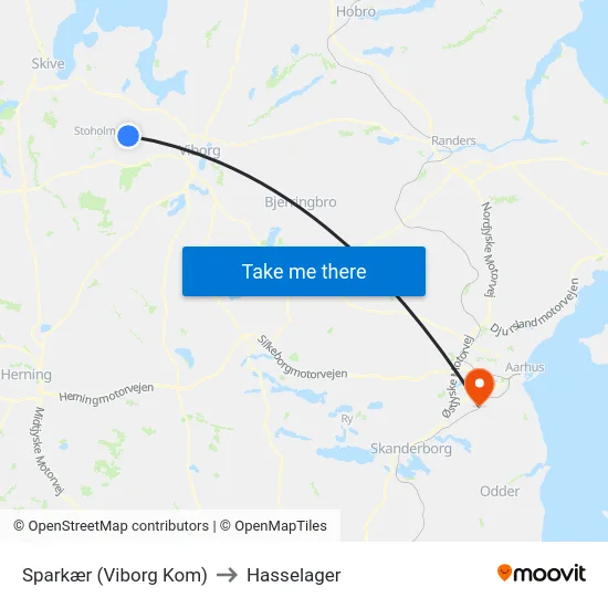 Sparkær (Viborg Kom) to Hasselager map