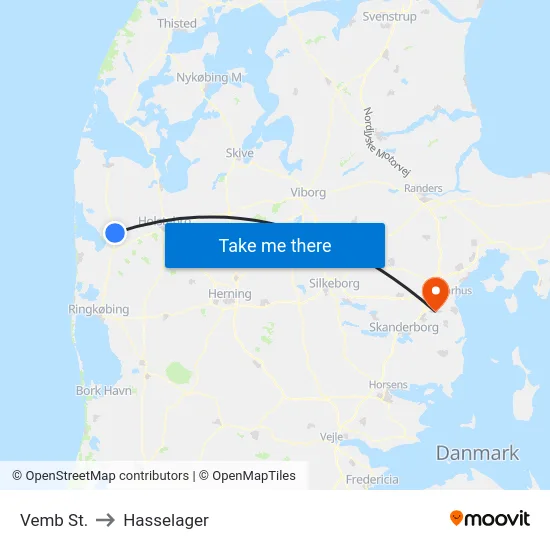 Vemb St. to Hasselager map