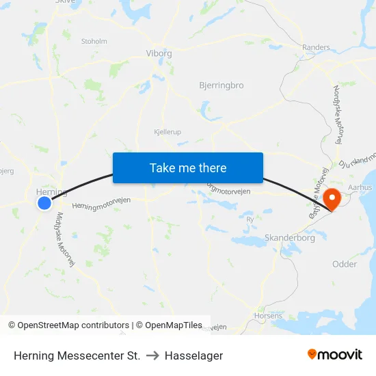 Herning Messecenter St. to Hasselager map
