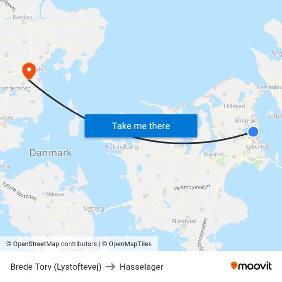 Brede Torv (Lystoftevej) to Hasselager map