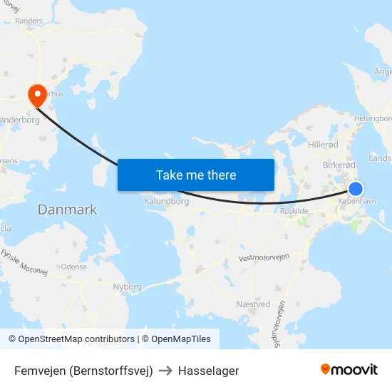 Femvejen (Bernstorffsvej) to Hasselager map