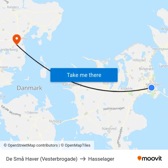 De Små Haver (Vesterbrogade) to Hasselager map