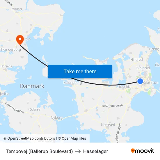 Tempovej (Ballerup Boulevard) to Hasselager map
