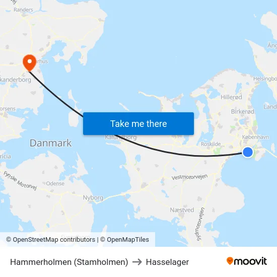 Hammerholmen (Stamholmen) to Hasselager map