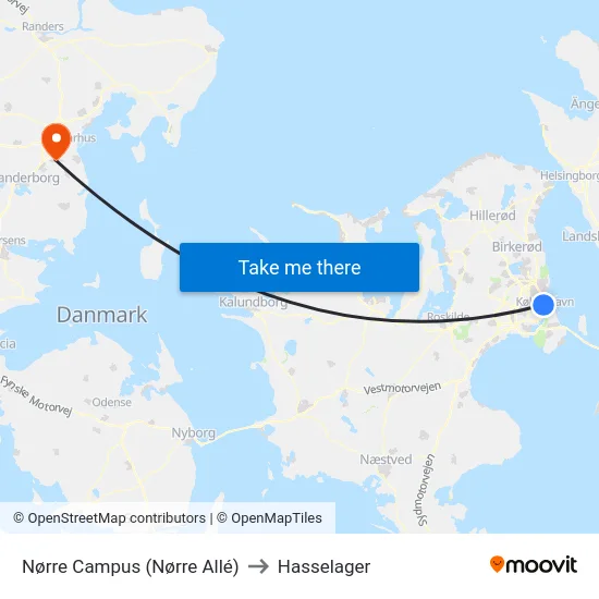 Nørre Campus (Nørre Allé) to Hasselager map