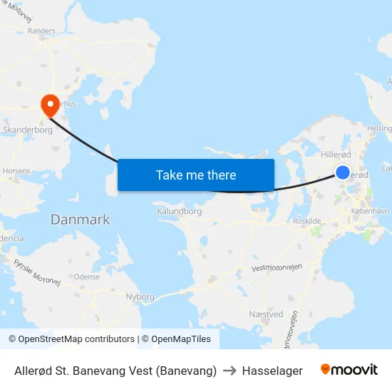 Allerød St. Banevang Vest (Banevang) to Hasselager map
