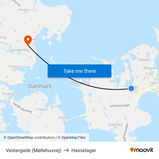 Vestergade (Møllehusvej) to Hasselager map