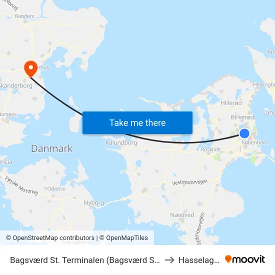 Bagsværd St. Terminalen (Bagsværd St.) to Hasselager map