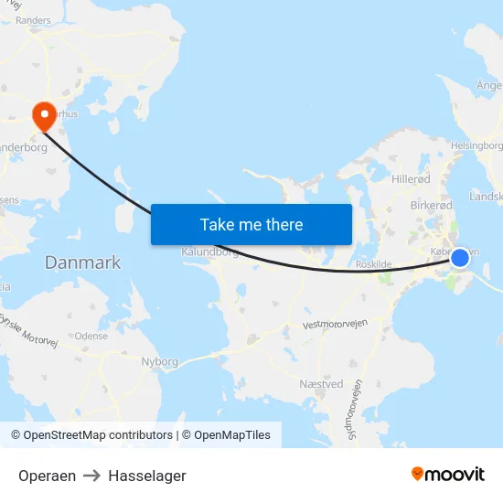 Operaen to Hasselager map