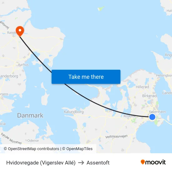 Hvidovregade (Vigerslev Allé) to Assentoft map