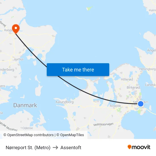 Nørreport St. (Metro) to Assentoft map