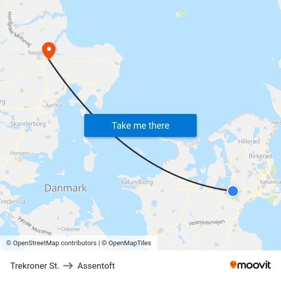 Trekroner St. to Assentoft map
