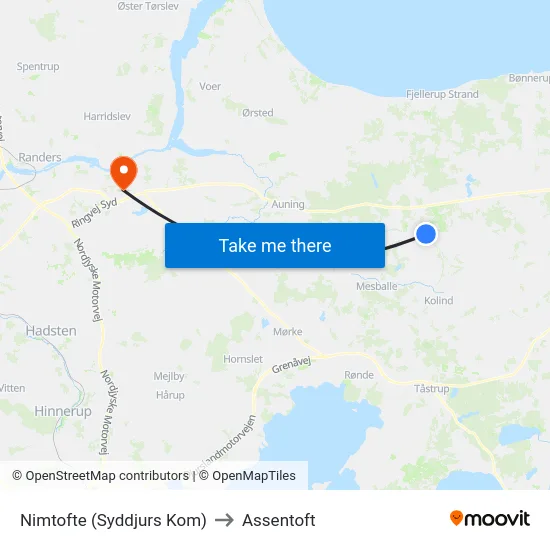 Nimtofte (Syddjurs Kom) to Assentoft map