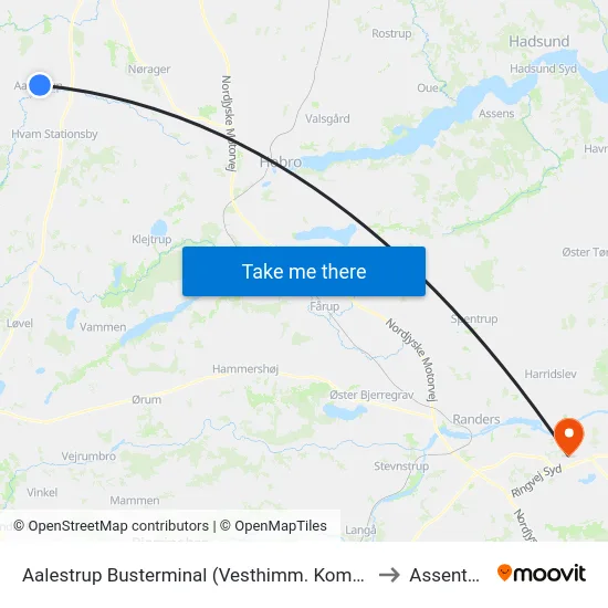 Aalestrup Busterminal (Vesthimm. Komm.) to Assentoft map