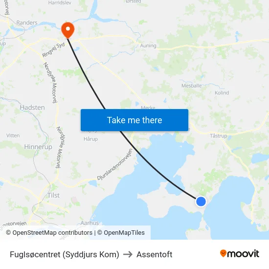 Fuglsøcentret (Syddjurs Kom) to Assentoft map