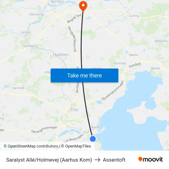 Saralyst Allé/Holmevej (Aarhus Kom) to Assentoft map