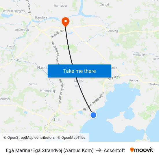 Egå Marina/Egå Strandvej (Aarhus Kom) to Assentoft map