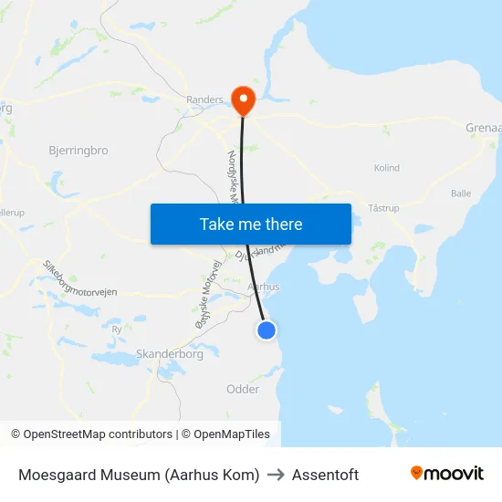 Moesgaard Museum (Aarhus Kom) to Assentoft map