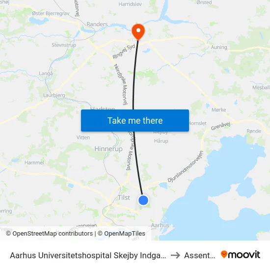 Aarhus Universitetshospital Skejby Indgang I/J to Assentoft map