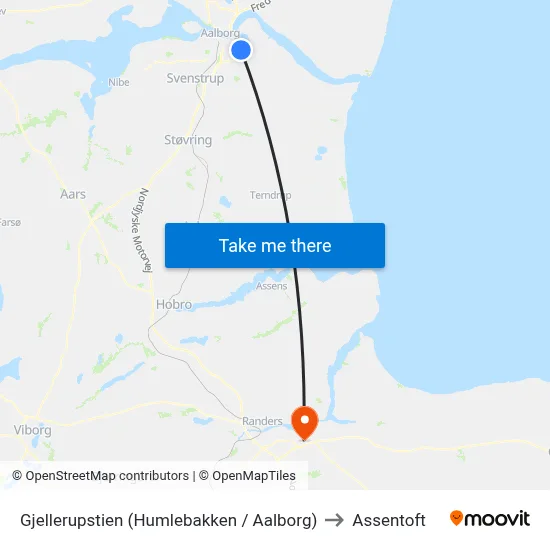 Gjellerupstien (Humlebakken / Aalborg) to Assentoft map