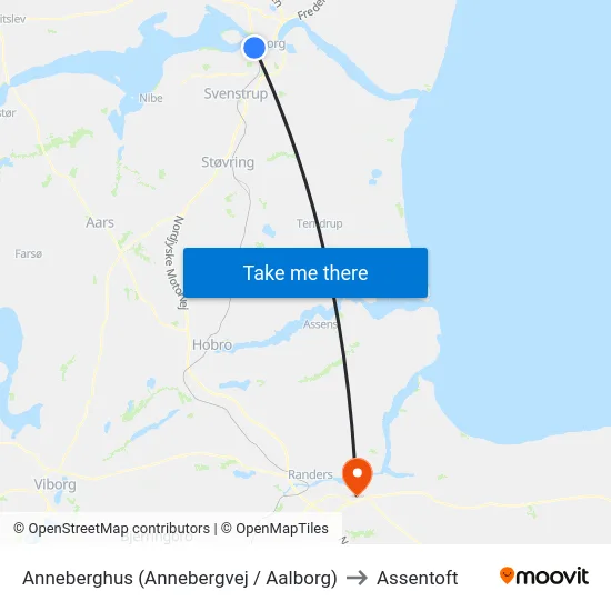 Anneberghus (Annebergvej / Aalborg) to Assentoft map