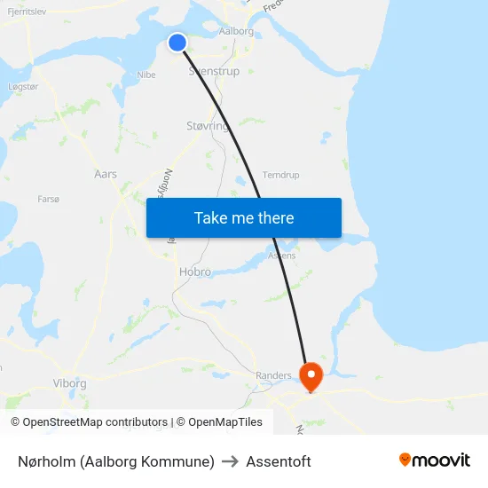 Nørholm (Aalborg Kommune) to Assentoft map