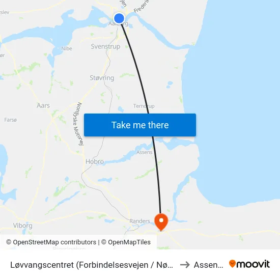 Løvvangscentret (Forbindelsesvejen / Nørresundby) to Assentoft map