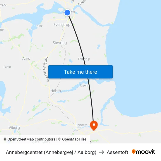 Annebergcentret (Annebergvej / Aalborg) to Assentoft map