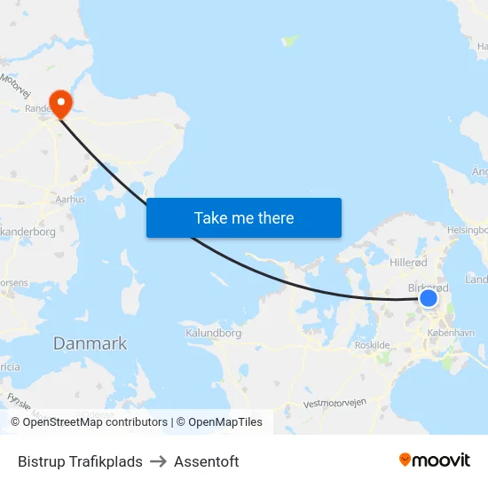 Bistrup Trafikplads to Assentoft map