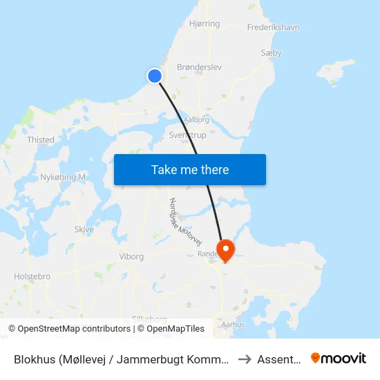 Blokhus (Møllevej / Jammerbugt Kommune) to Assentoft map