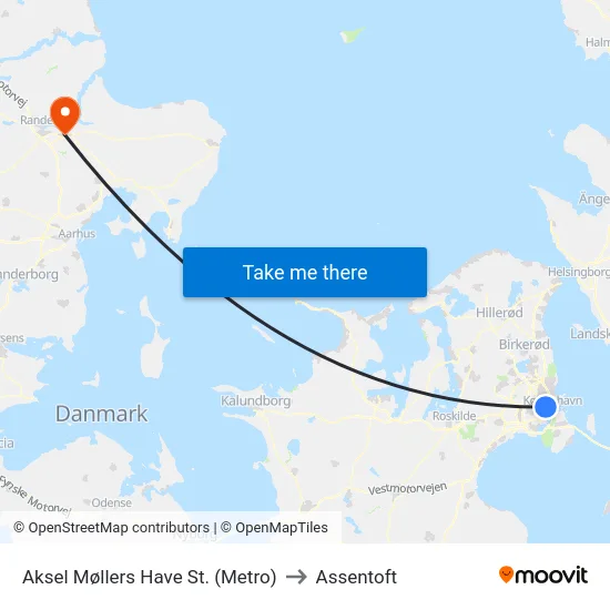 Aksel Møllers Have St. (Metro) to Assentoft map