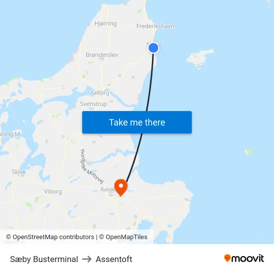 Sæby Busterminal to Assentoft map