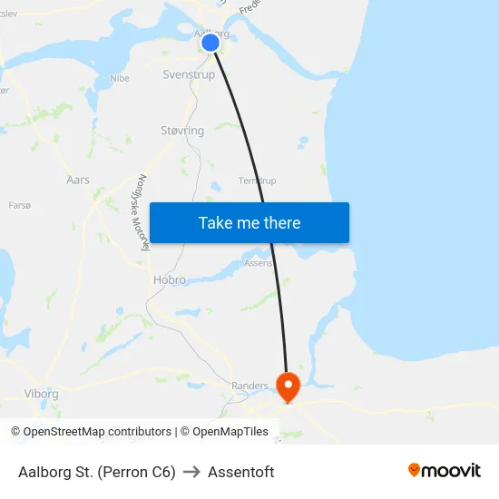 Aalborg St. (Perron C6) to Assentoft map