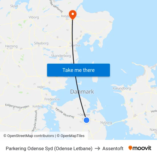Parkering Odense Syd (Odense Letbane) to Assentoft map