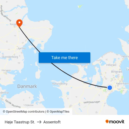 Høje Taastrup St. to Assentoft map