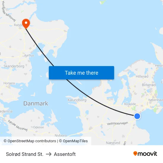 Solrød Strand St. to Assentoft map