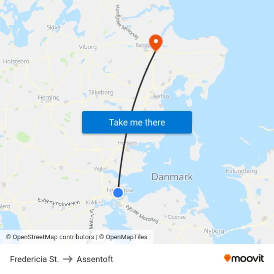 Fredericia St. to Assentoft map