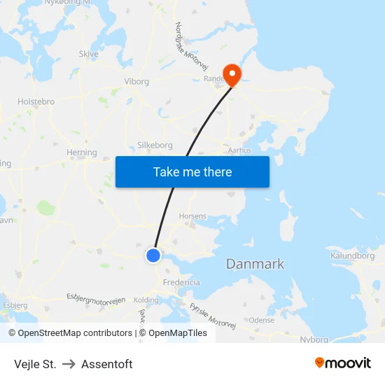 Vejle St. to Assentoft map