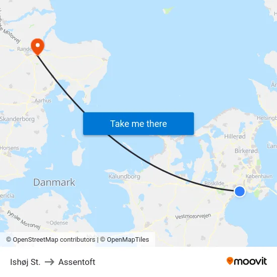 Ishøj St. to Assentoft map