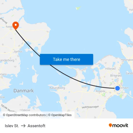 Islev St. to Assentoft map