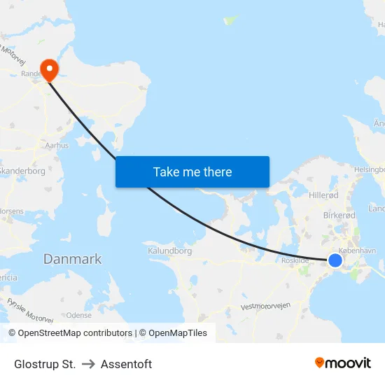 Glostrup St. to Assentoft map