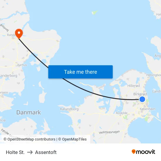 Holte St. to Assentoft map