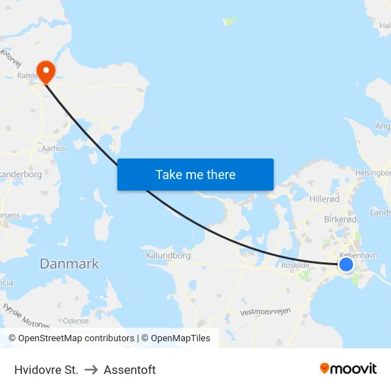 Hvidovre St. to Assentoft map