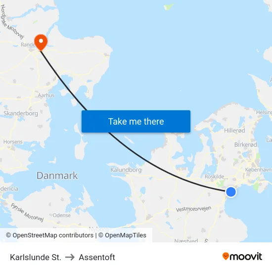 Karlslunde St. to Assentoft map